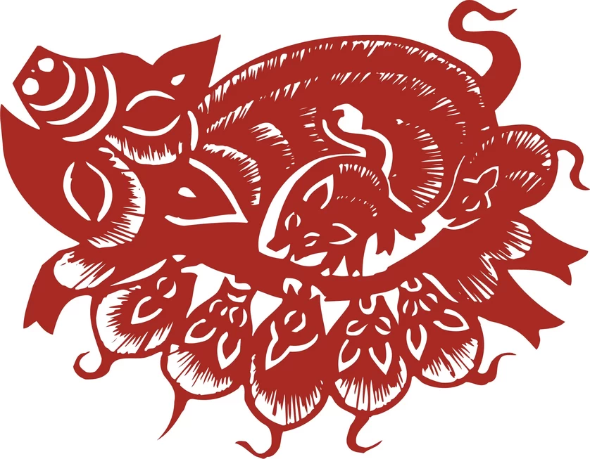 中国风中式传统喜庆民俗人物动物窗花剪纸插画边框AI矢量PNG素材【1276】